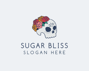 Floral Sugar Skull logo design