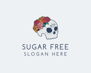 Floral Sugar Skull logo design