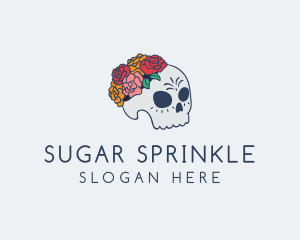 Floral Sugar Skull logo design