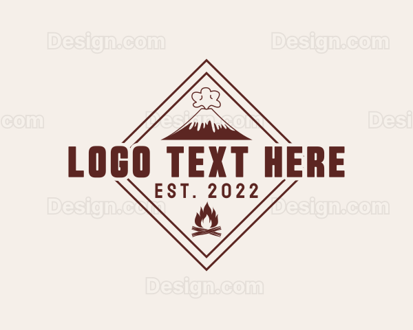 Volcano Bonfire Camping Logo