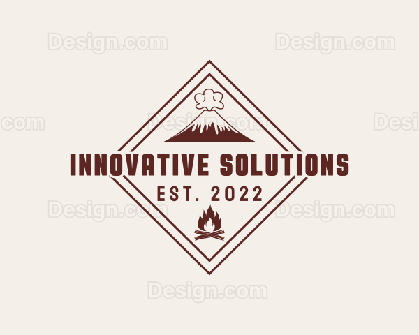 Volcano Bonfire Camping Logo