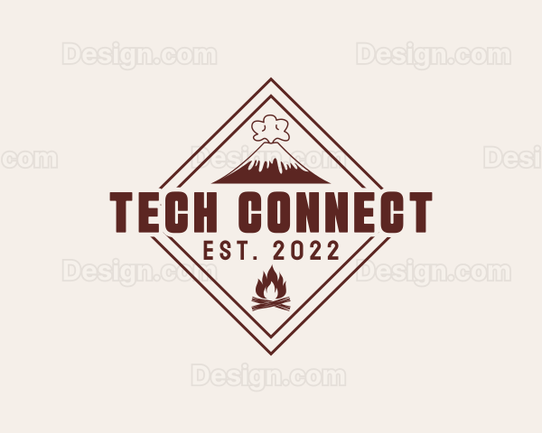 Volcano Bonfire Camping Logo
