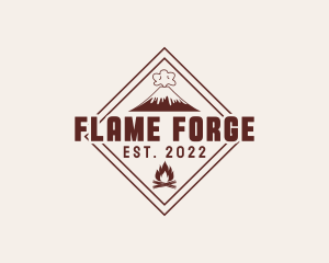 Volcano Bonfire Camping logo design