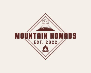 Volcano Bonfire Camping logo design