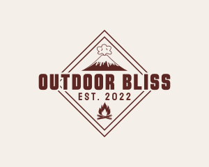 Volcano Bonfire Camping logo design