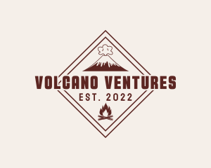 Volcano Bonfire Camping logo design