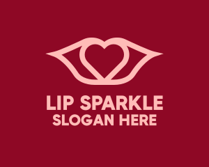 Pink Heart Lip Monoline logo design