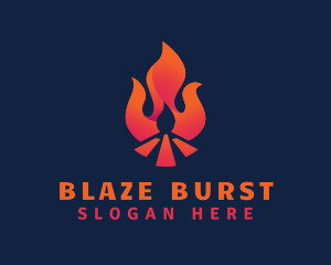 Hot Bonfire Flame logo design