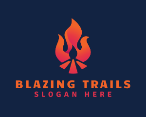 Hot Bonfire Flame logo design