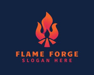 Hot Bonfire Flame logo design