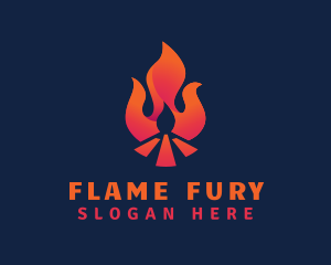 Hot Bonfire Flame logo design