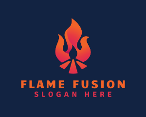 Hot Bonfire Flame logo design