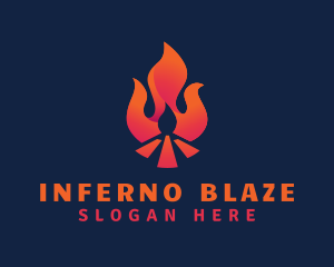 Hot Bonfire Flame logo design