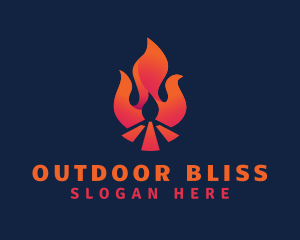 Hot Bonfire Flame logo design