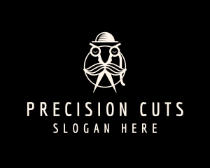 Moustache Scissors Barber logo design