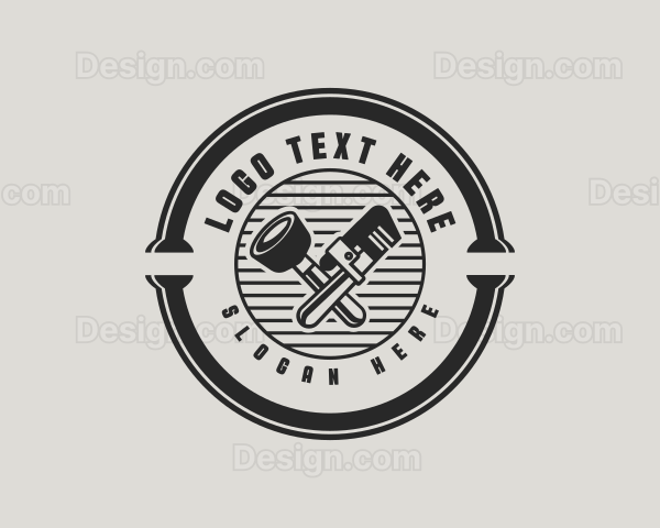 Plunger Plumbing Wrench Logo