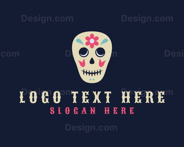 Floral Dia De Los Muertos Logo