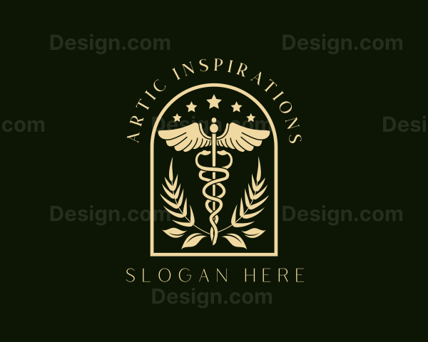 Medicine Caduceus Staff Logo