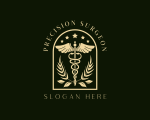 Medicine Caduceus Staff logo design