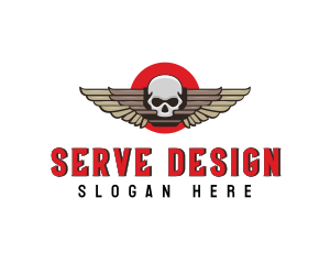 Undead Skull Wing logo design