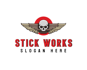 Undead Skull Wing logo design