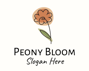 Minimalist Peony Flower logo design
