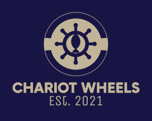 Fishing Ship Wheel  logo design