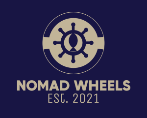 Fishing Ship Wheel  logo design