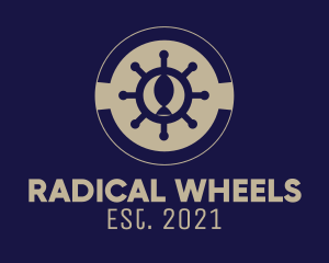 Fishing Ship Wheel  logo design