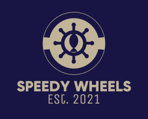 Fishing Ship Wheel  logo design