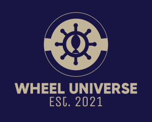 Fishing Ship Wheel  logo design