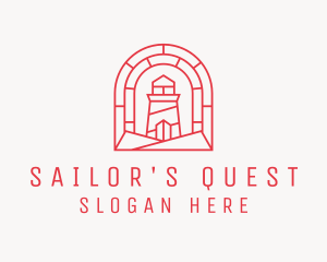 Red Maritime Lighthouse logo design