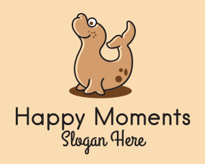 Happy Cute Seal  logo design