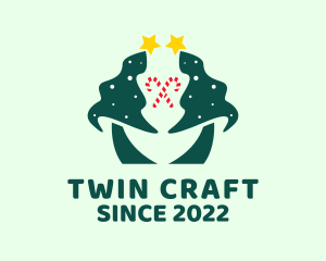 Twin Christmas Tree logo design