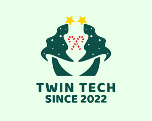 Twin Christmas Tree logo design