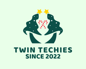 Twin Christmas Tree logo design