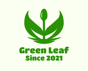Green Spoon Leaf logo design