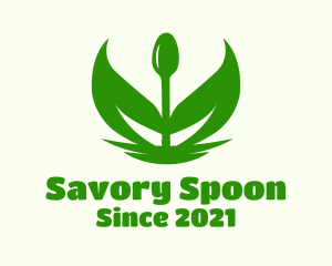 Green Spoon Leaf logo design