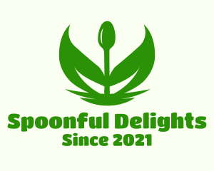 Green Spoon Leaf logo design