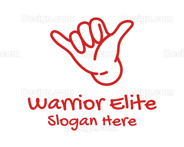 Shaka Hand Outline Logo