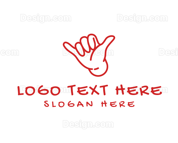 Shaka Hand Outline Logo