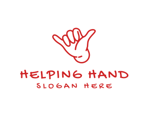 Shaka Hand Outline logo design