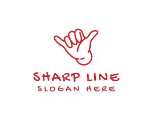 Shaka Hand Outline logo design