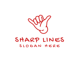 Shaka Hand Outline logo design