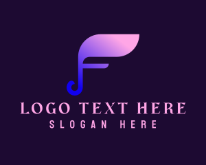 Musical Note Letter F  logo