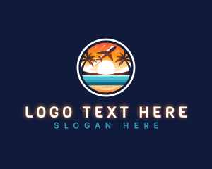 Airplane Beach Travel Palm Tree logo