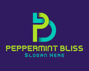 Cyber Letter PB Monogram logo design