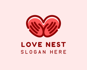 Red Love Hands logo design