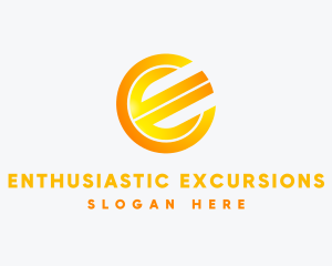 Gradient Round Letter E logo design