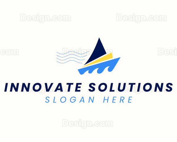 Ocean Boat Sailing Logo